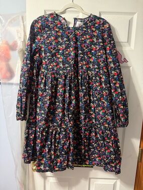 Gap Maternity Navy Floral Long-Sleeve Tiered Dress